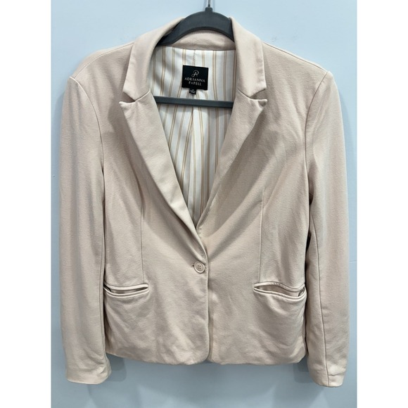 Adrianna Papell Jacket Womens Small Pink Beige Button Front Lined Blazer Pockets - Picture 1 of 9